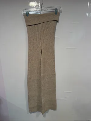 Ribbed‎ Knit Wide-Leg Rolled waistband Aerie Pants in Heathered Beige NWT thumbnail 4