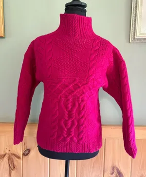 Vintage Ralph Lauren 100% Wool Cable Knit Turtleneck Sweater Pink Size Small thumbnail 1