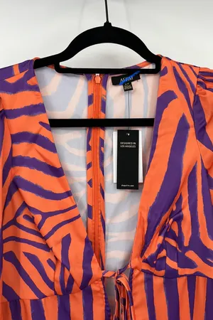 AFRM Portia Dress in Orange Zebra Small thumbnail 9
