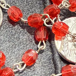 Vtg red rosary Pope John Paul II canonization Jesus Immaculate Conception red thumbnail 11