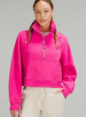 Sonic Pink Lululemon Scuba Half-Zip with hoodie thumbnail 1