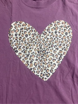 Comfort Colors berry Tee with Leopard Heart thumbnail 4
