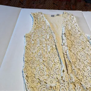 Sostanza Crochet Sweater Vest‎ Vintage Medium Boho Ramie Floral Hippie 90s Y2K thumbnail 13