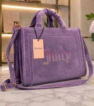 Juicy Couture Big Spender Tote Dusty Violet Velour Rhinestone Logo NWT thumbnail 1