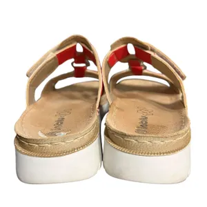 Inblu Shoes Womens Size US 7.5 Red Slide Sandals Chain Leather Footbed Slip On thumbnail 4