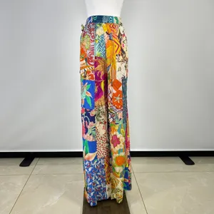NWOT Johnny Was Soft Side Wrap Pants Womens Size L Multicolored Tropical Pull on thumbnail 7
