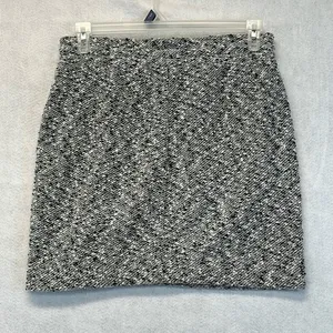 LOU GREY for LOFT Skirt Medium Black White Gray Tweed Pencil Mini‎ Drawstring thumbnail 10