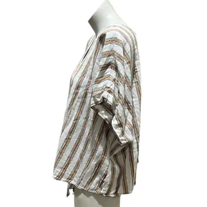 Ava & Viv Women's 2XL Striped V-Neck Blouse Tie Front Multicolor thumbnail 4