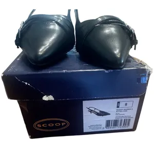 NWT Scoop Black Pointed Toe Slingback Kitten Heels Women's Size 8 Triple Buckle thumbnail 5