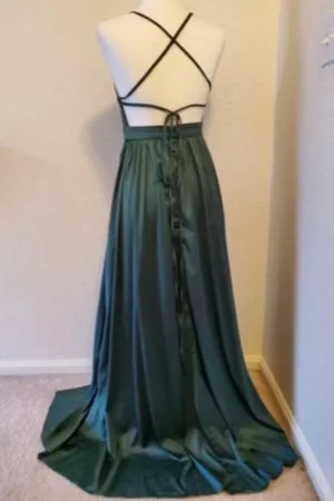 Evening Dress Formal Party Prom Gown Green Sequins Size XS thumbnail 6