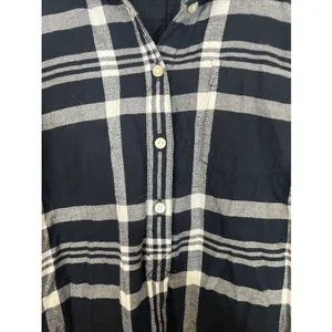 Tommy Hilfiger Womens S Blue Plaid Roll Tab Long Sleeve 3/4 Button-Down Flannel thumbnail 7