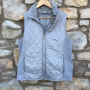L.L. Bean Women's Light Gray Quilted Vest Size large thumbnail 5