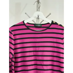 Lauren Ralph Lauren Shirt Womens Size L Pink Black Striped Long Sleeve Preppy thumbnail 4