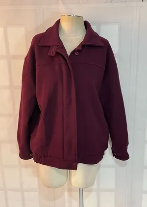 Vintage Woolrich Burgundy 100% Pure Wool Full Zip Bomber Jacket Size Medium thumbnail 1