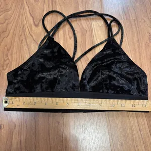 Pink Victoria's Secret Bralette Womens Small Black Crushed‎ Velvet Strappy Back thumbnail 5