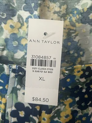 Ann Taylor Blue and Yellow Floral Square-Neck Button Front Top NWT 85$ XL thumbnail 4