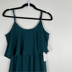 Show Me Your Mumu Caitlin Ruffle Maxi Dress Deep‎ Jade Chiffon Sz XXS thumbnail 6