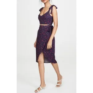 Reformation Belinda Anaheim Midi Dress Two Piece Set Navy Blue and Cherry 12 thumbnail 2