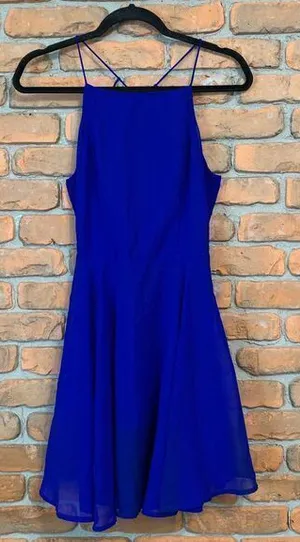 Charlotte Russe Open Back Cocktail Dress Strappy Sleeveless Bright Blue Size M‎ thumbnail 1