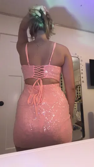 Windsor Pink Sequin Padded Lace-Up Back Mini Dress Size Medium thumbnail 3