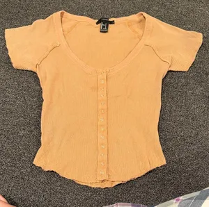 Forever 21 H&M Women's Beige Button-Down Shirt thumbnail 1