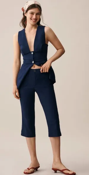 Anthropologie Maeve Linen Blend Capri Pants thumbnail 1