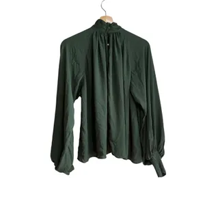 Madewell flowy high neckline forest green blouse women's size‎ M vintage style thumbnail 7