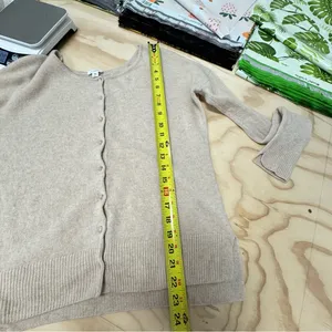 Cuyana Single-Origin‎ Cashmere Minimalist Button Cardigan Sweater Medium Beige thumbnail 14