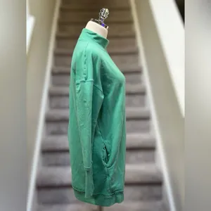 FreePeople Movement Oversized Mock Neck Back Zip Green Longline Sweatshirt Tunic thumbnail 11