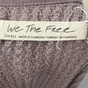 We The Free People Santa Clara V-neck Thermal Top S Oversized Gray Lavender Boho thumbnail 6