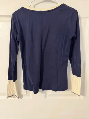 Tommy Hilfiger Navy Long-Sleeve Henley with Cream Trim thumbnail 2