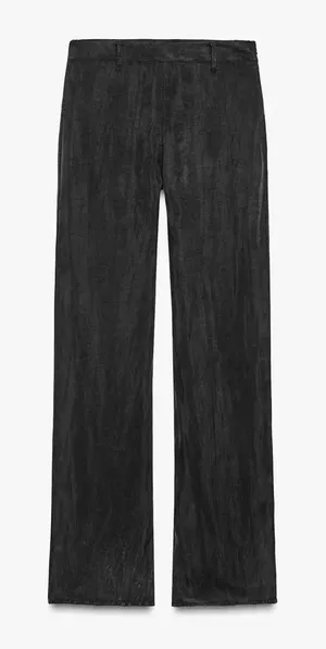 Zara NWT flowy straight leg pants charcoal off black color thumbnail 1