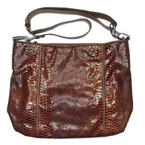 Vintage Brighton Set Brown Snake Print Purse Bag Slouchy Leather Matching Wallet thumbnail 2