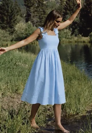 Lake Lolly Midi Dress in Morning Blue 100% cotton size xsmall women’s thumbnail 1