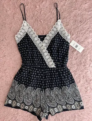 Floral Romper Black thumbnail 1