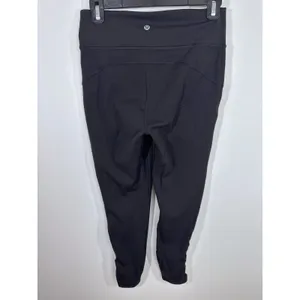 Lululemon Black Lace Up Mesh Hem High Rise 7/8 Leggings Women's Size 8 Yoga Gym thumbnail 3