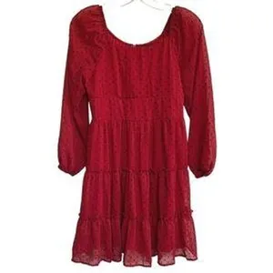 Trixxi Girl Red Black‎ Sheer Dot Party Dress Goth Red Devil Vamp - Juniors XL thumbnail 2