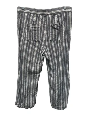 GAP Blue and White Vertical Stripe Wide-Leg Drawstring Linen Pants thumbnail 3