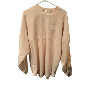 Disney Parks Peach Floral Sleeve Velour Embroidered Disneyland Spirit Jersey M thumbnail 5
