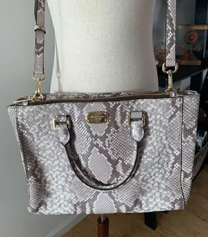 Michael Kors Beige Python Embossed Leather Satchel thumbnail 1