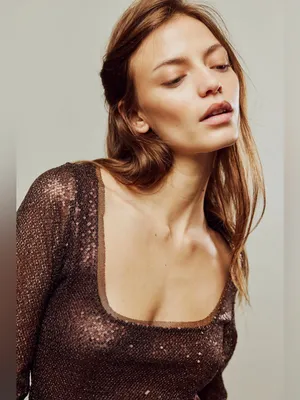 NWT Free People Intimately Late Night Disco Layering Top Sequin Hot Fudge Brown thumbnail 8