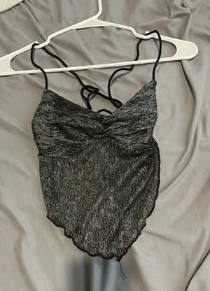 Silver and Black backless sheer top Gray Size XS thumbnail 1