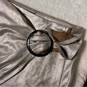 Zara Trafaluc Metallic Silver Faux Wrap Mini Skirt thumbnail 3