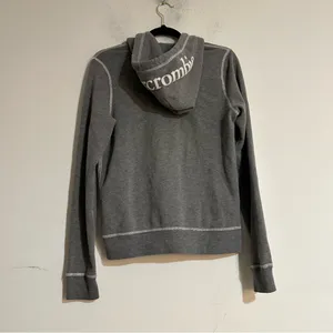 Abercrombie & Fitch Y2K Spellout Soft A&F Fleece Zip Up Hoodie Grey Medium thumbnail 5