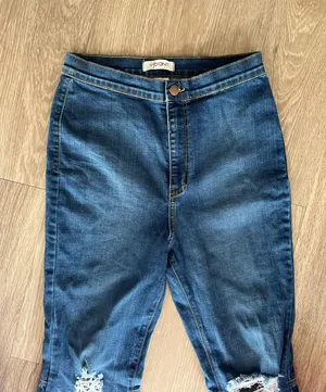 Vibrant Miu Blue Distressed Bell Bottoms Jeans thumbnail 4