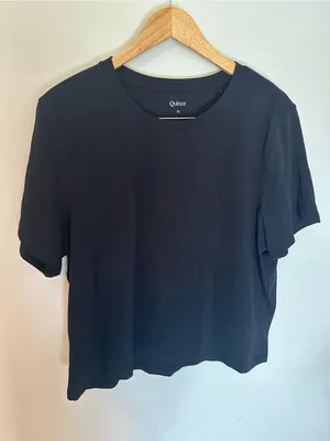 NWT Quince 100% cotton boxy crew neck tee black extra large thumbnail 2