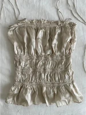 Satin silk top Tan Size XS thumbnail 2