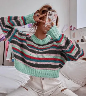 ASOS Striped crop sweater thumbnail 1