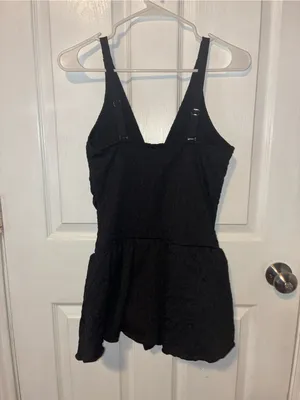 Halara black ruched v-neck swimdress thumbnail 4