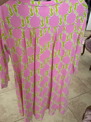 crown & ivy Pink Dress with Lime Seahorse Print thumbnail 4